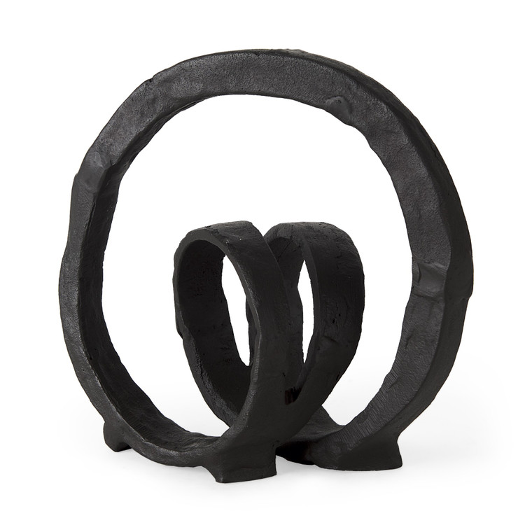 Black Metal Ribbon Loop Sculpture - 808230026698