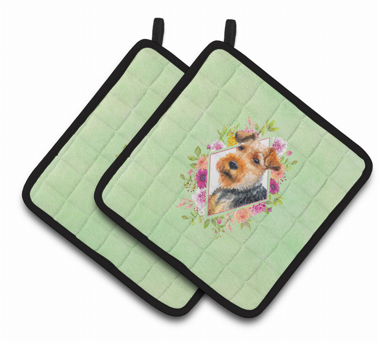 Dogs and Flowers Pair of Pot Holders - 194030079935