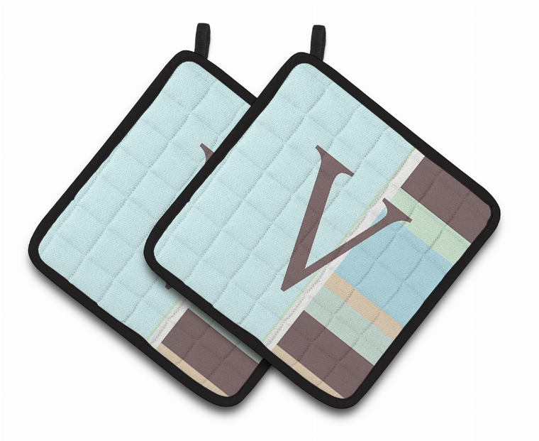 Monogram Stripes on Pair of Pot Holders - 638508377678