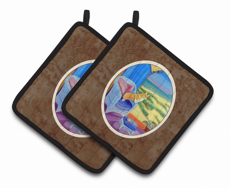 Dog on Pair of Pot Holders - 638508401403