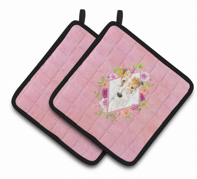 Dogs and Flowers Pair of Pot Holders - 194030078402