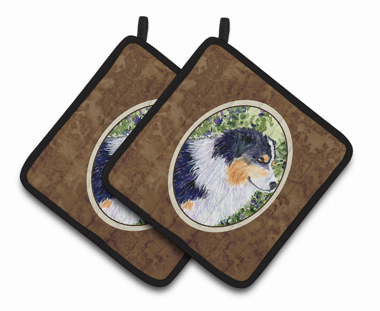 Australian Shepherd Pair of Pot Holders - 638508364029