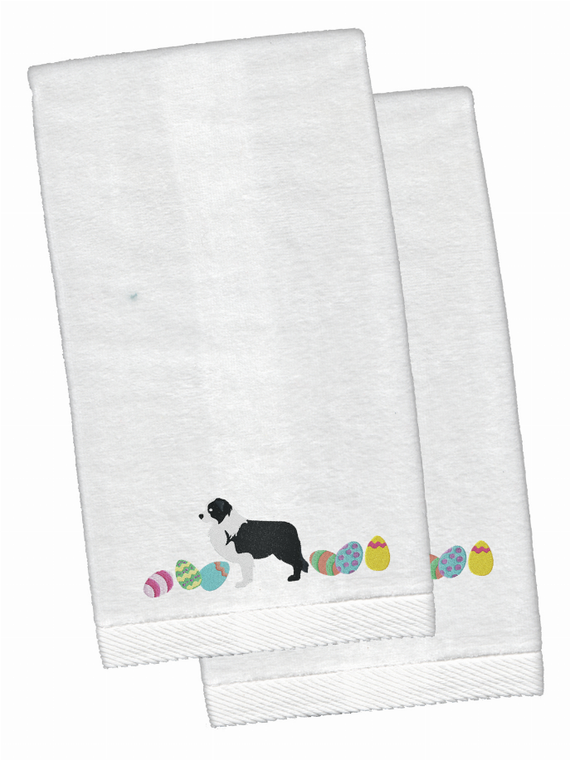 Easter Dog Design White Embroidered Plush Hand Towel Set of 2 - 652259232444