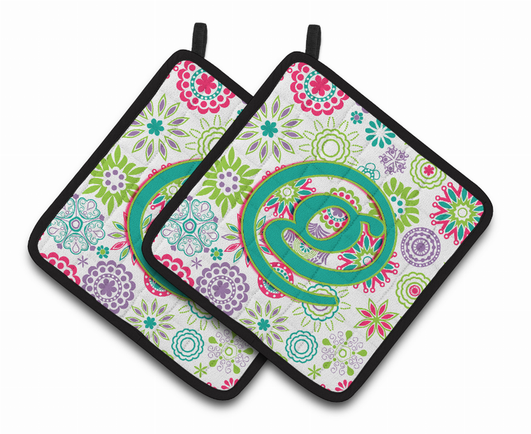 Monogram Floral Pair of Pot Holders - 638508384676