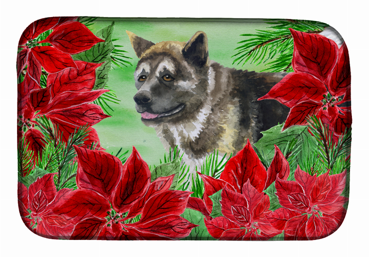 Poinsettias Dog on Dish Drying Mat - 652259252459