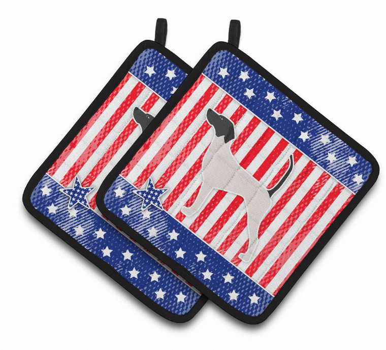 USA Patriotic Dog Art Pair of Pot Holders - 638508523785