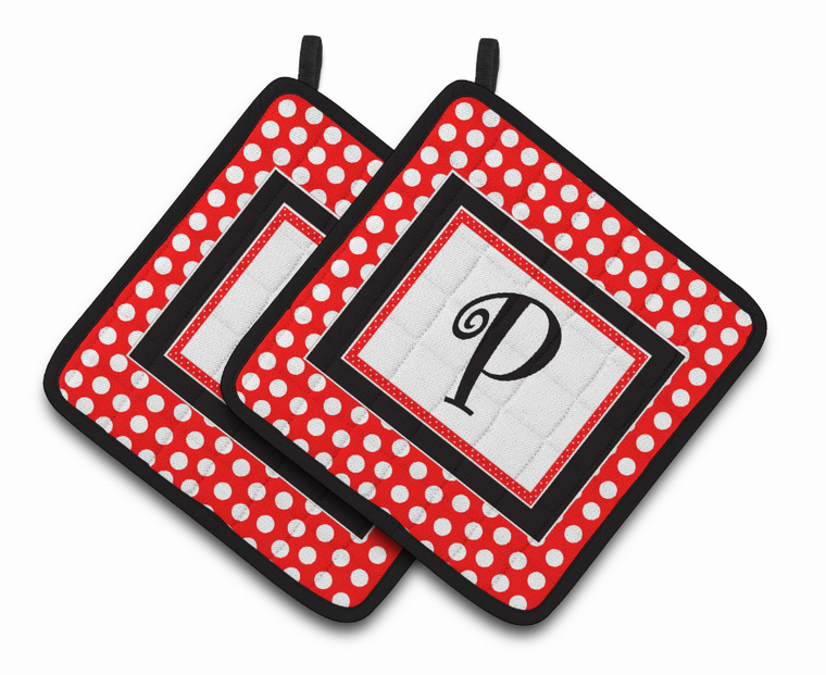Monogram Polkadots Pair of Pot Holders - 638508380326