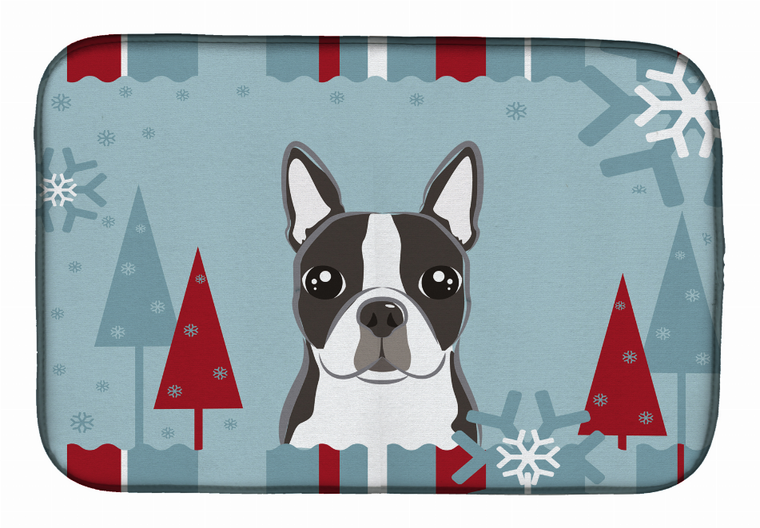 Winter Holiday Dog on Dish Drying Mat - 652259241132