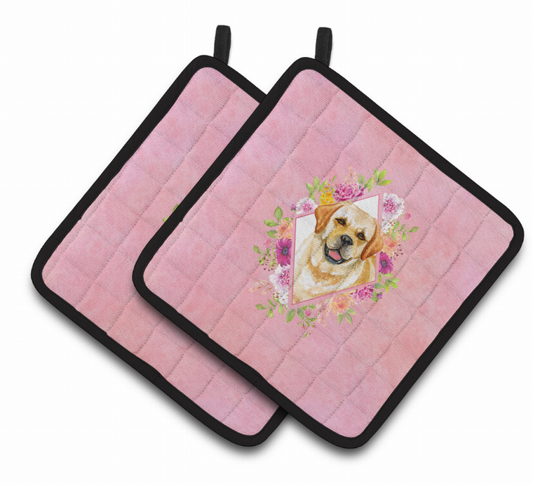 Dogs and Flowers Pair of Pot Holders - 194030077900