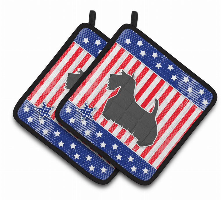 USA Patriotic Dog Art Pair of Pot Holders - 638508524522