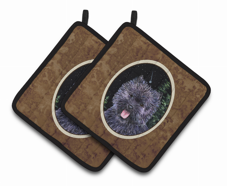 Starry Night Cairn Terrier Pair of Pot Holders - 638508361158