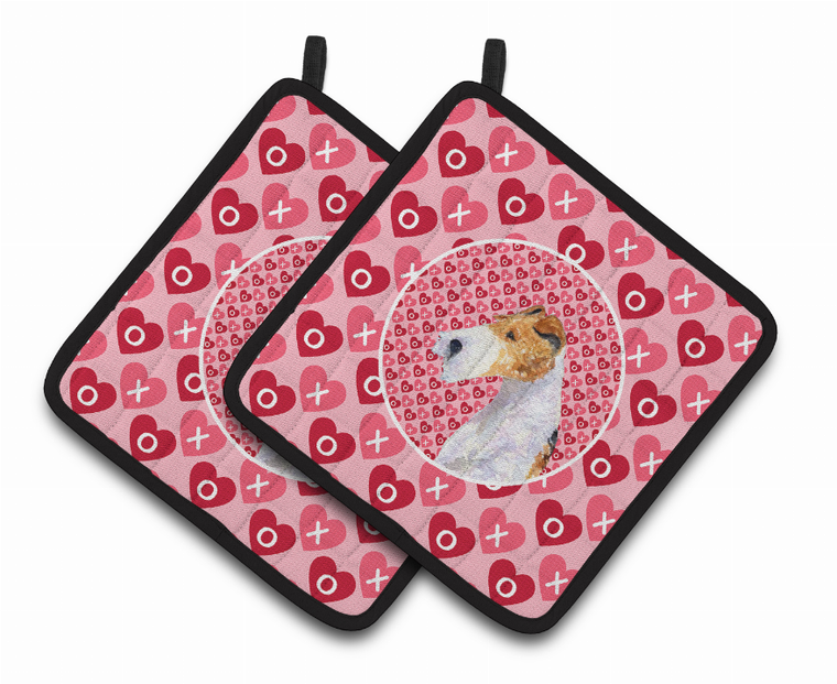 Dog Valentine's Day Portrait Pair of Pot Holders - 638508407436