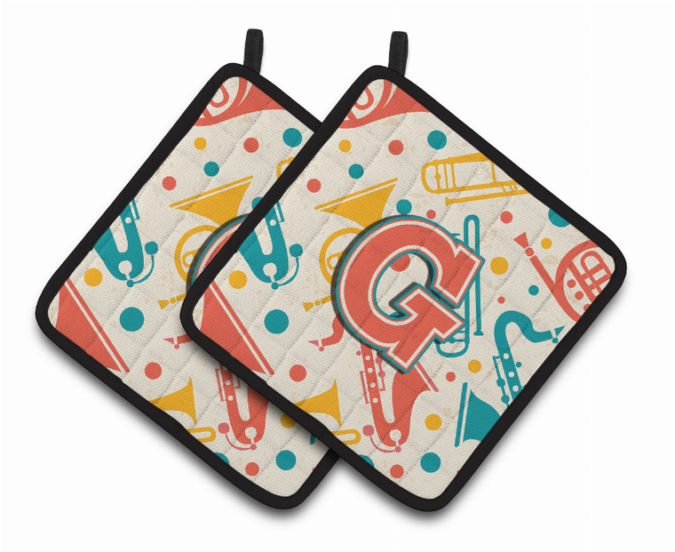 Monogram Retro Pair of Pot Holders - 638508385970