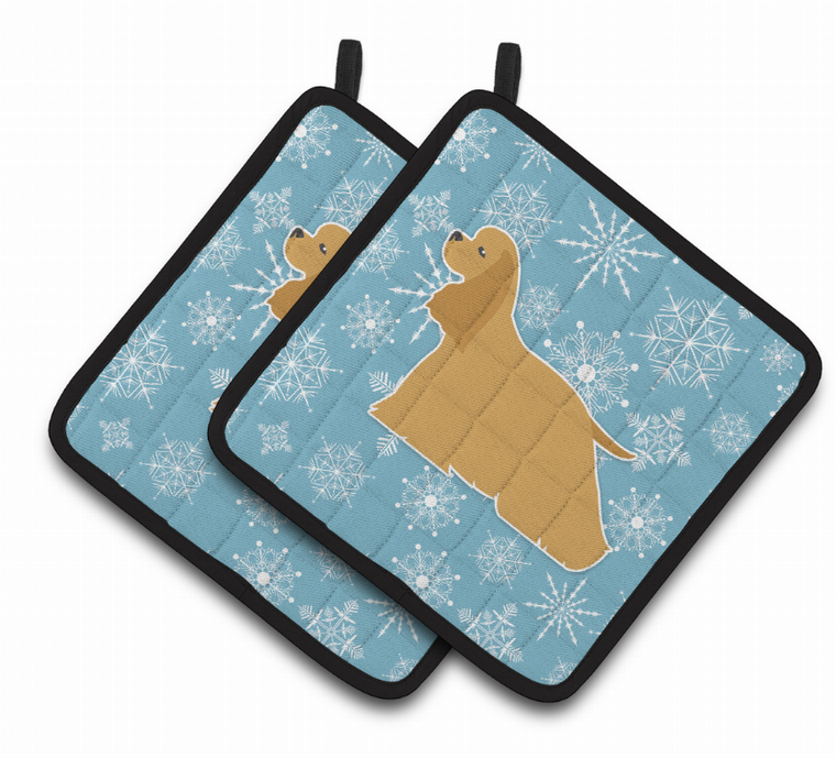 Snowflake and Dog Art Pair of Pot Holders - 638508524690