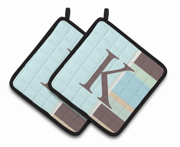 Monogram Stripes on Pair of Pot Holders - 638508377456