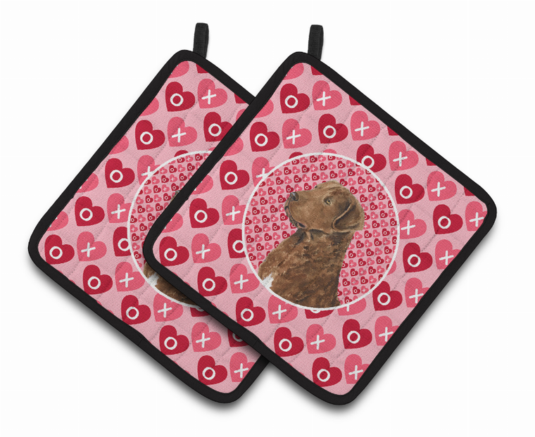 Dog Valentine's Day Portrait Pair of Pot Holders - 638508407955