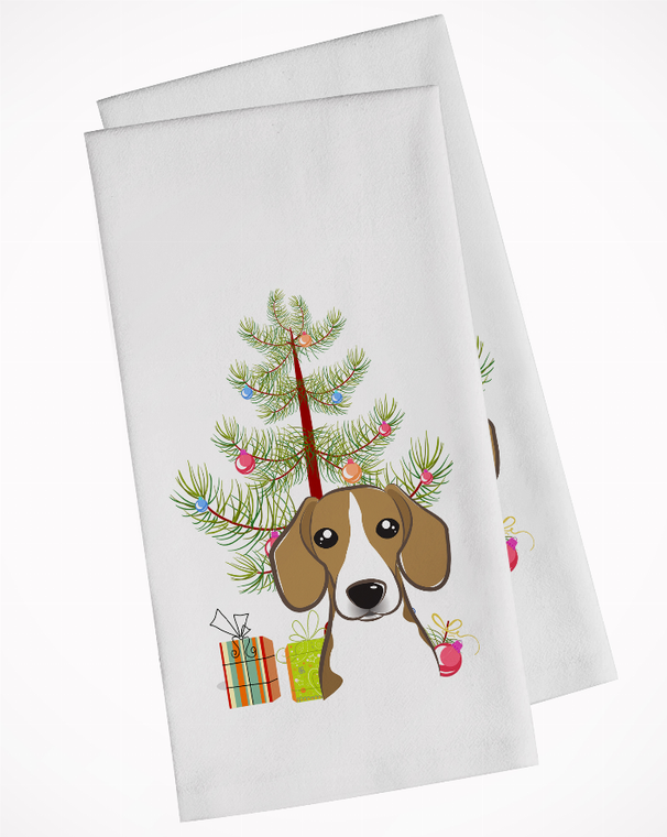 Christmas Tree and Dog White Kitchen Towel Set of 2 - 652259333455