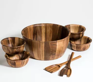 7 Piece - X-Large Salad Bowl with Servers and 4 Individuals - 850005022398