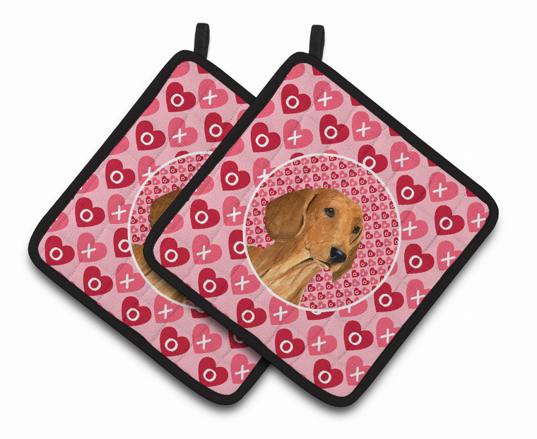 Dog Valentine's Day Portrait Pair of Pot Holders - 638508407528