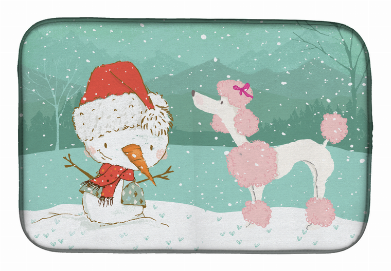 Dog and Snowman Christmas Dish Drying Mat - 652259277087
