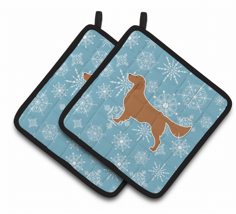 Snowflake and Dog Art Pair of Pot Holders - 638508524874
