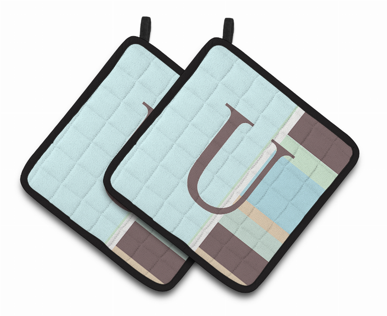 Monogram Stripes on Pair of Pot Holders - 638508377654