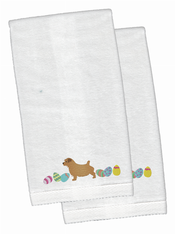 Easter Dog Design White Embroidered Plush Hand Towel Set of 2 - 652259233007