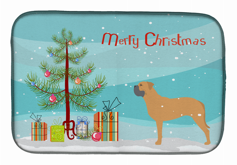 Christmas Tree and Dog on Dish Drying Mat - 652259242283