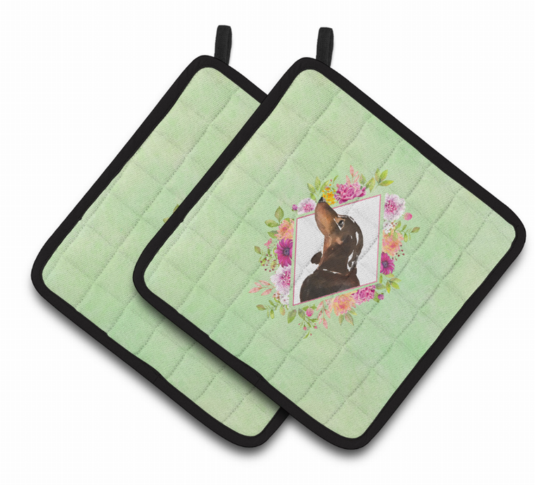 Dogs and Flowers Pair of Pot Holders - 194030080634