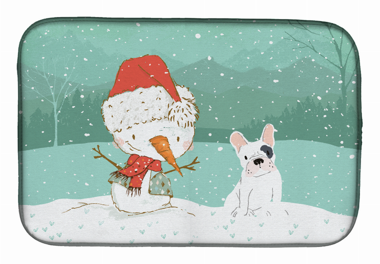 Dog and Snowman Christmas Dish Drying Mat - 652259277292