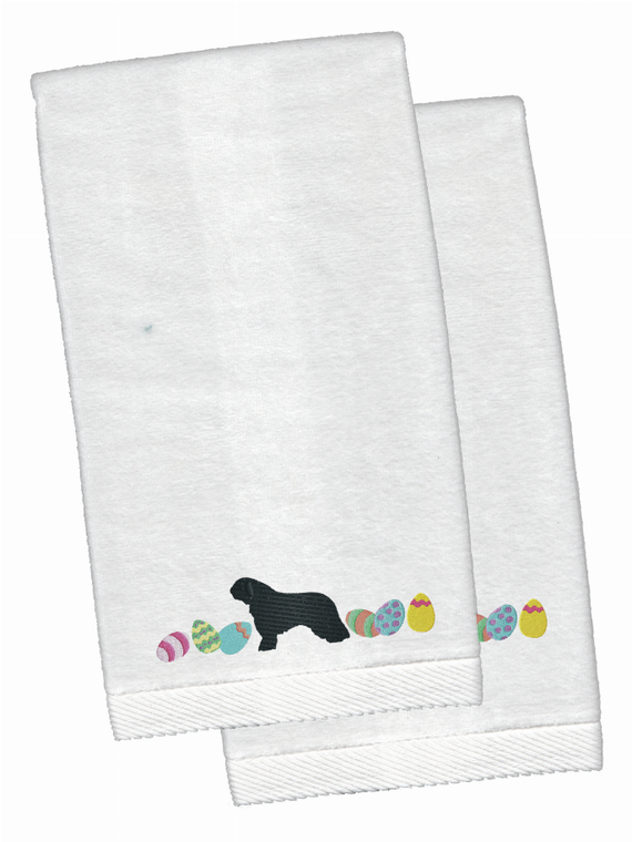 Easter Dog Design White Embroidered Plush Hand Towel Set of 2 - 652259233236