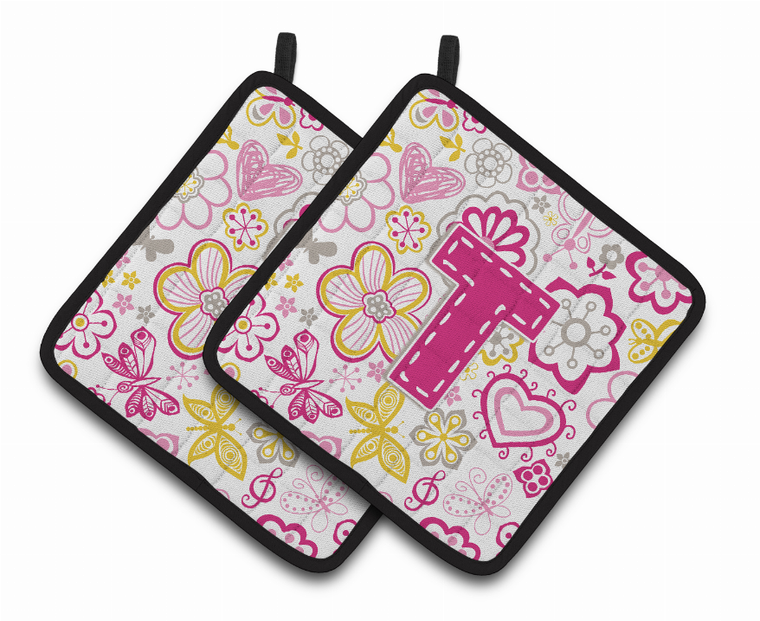 Monogram Floral Pair of Pot Holders - 638508387134