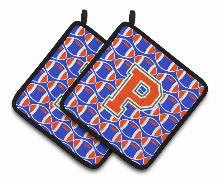 Monogram Football Pair of Pot Holders - 638508394040