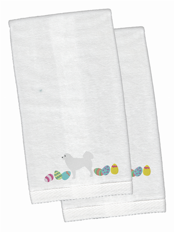 Easter Dog Design White Embroidered Plush Hand Towel Set of 2 - 652259233045