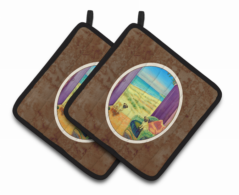 Dog on Pair of Pot Holders - 638508401397