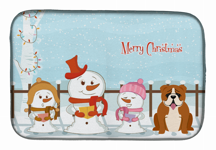 Merry Christmas Carolers Dog on Dish Drying Mat - 652259242023