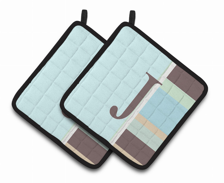 Monogram Stripes on Pair of Pot Holders - 638508377432