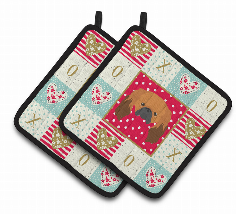 Dog Portrait XOXO on Pair of Pot Holders - 194030123768