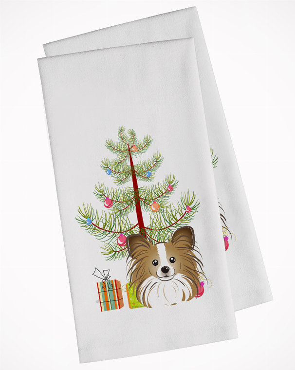 Christmas Tree and Dog White Kitchen Towel Set of 2 - 652259333547