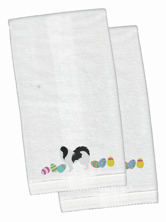 Easter Dog Design White Embroidered Plush Hand Towel Set of 2 - 652259232925