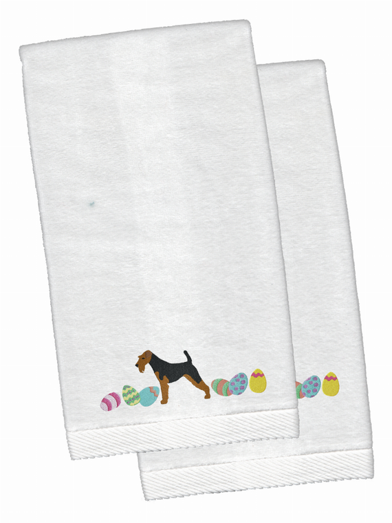 Easter Dog Design White Embroidered Plush Hand Towel Set of 2 - 652259233274
