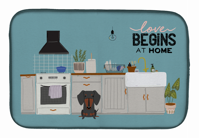Dog Kitchen Scene Dish Drying Mat - 194030342657
