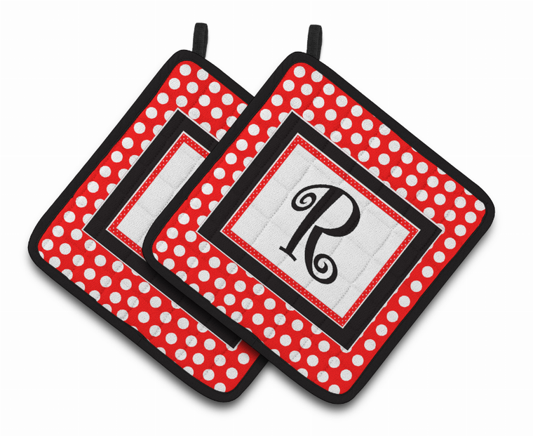 Monogram Polkadots Pair of Pot Holders - 638508380364