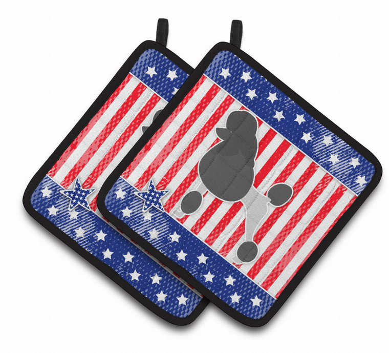 USA Patriotic Dog Art Pair of Pot Holders - 638508524225