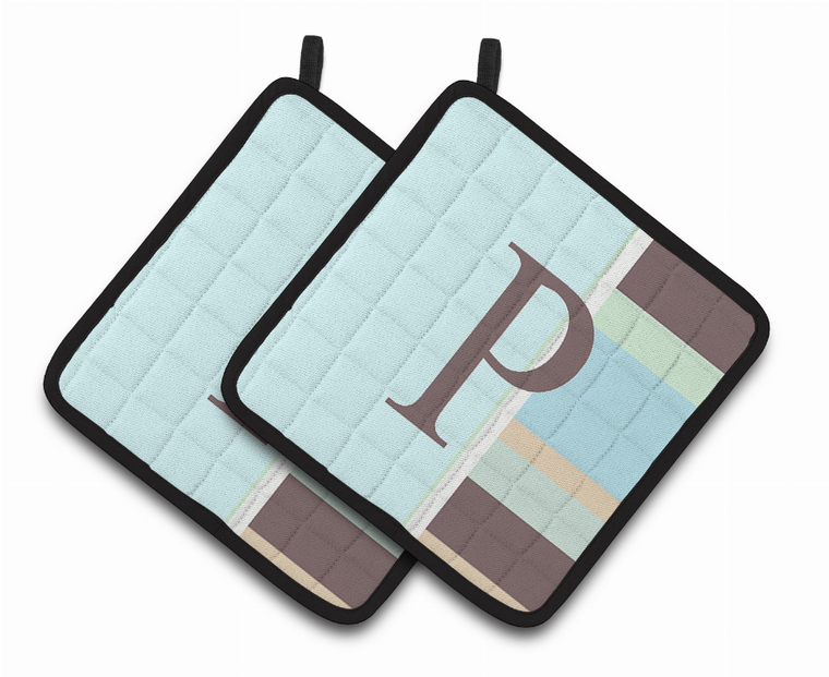 Monogram Stripes on Pair of Pot Holders - 638508377555