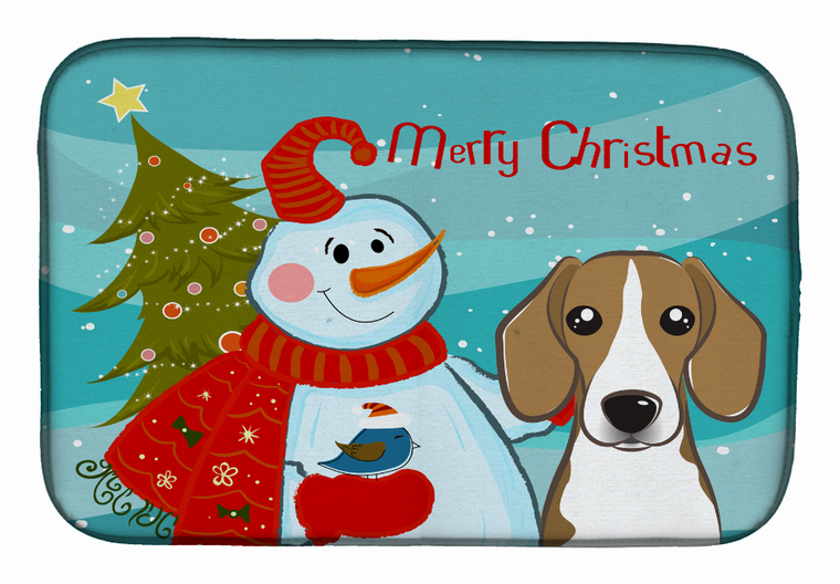 Snowman with Dog Dish Drying Mat - 652259240371