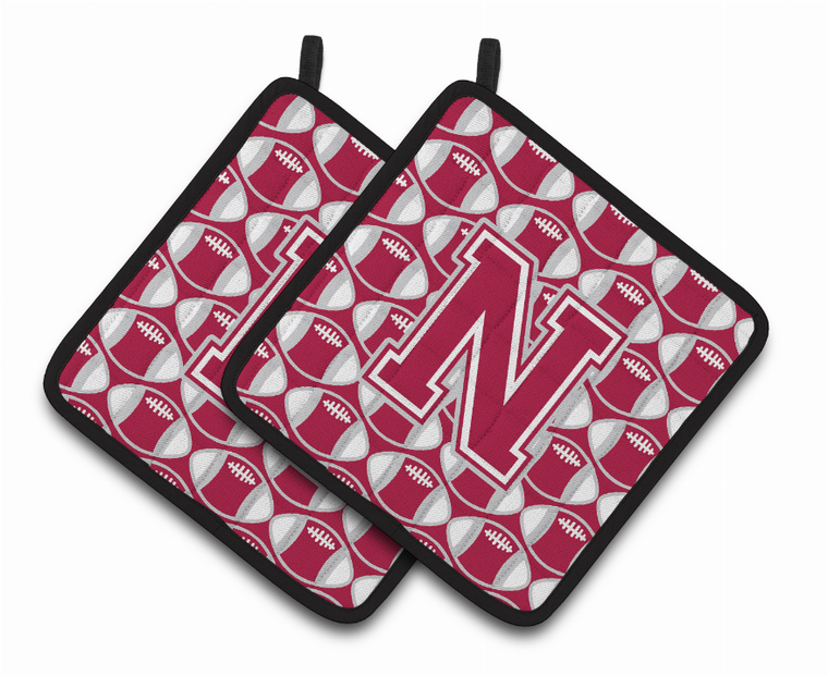 Monogram Football Pair of Pot Holders - 638508400260