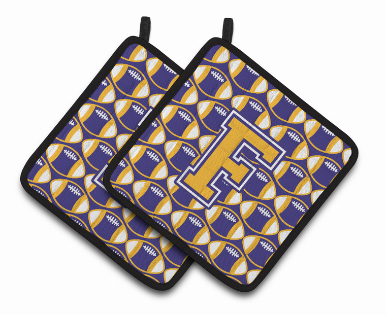 Monogram Football Pair of Pot Holders - 638508399922