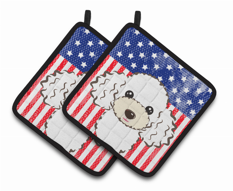 American Flag and Dog on Oven Mitt - 638508389435