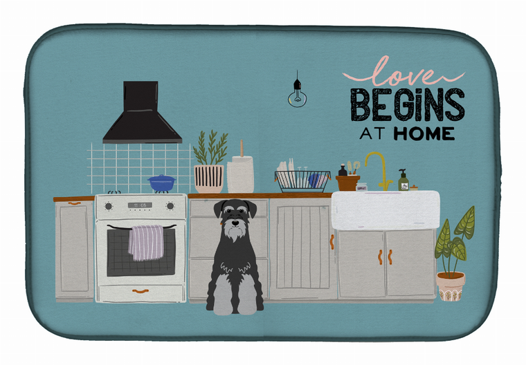Dog Kitchen Scene Dish Drying Mat - 194030341674